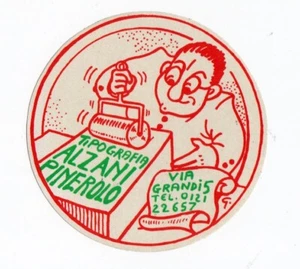 Tipografia Alzani Pinerolo STICKER ADESIVO vintage NEW ORIGINAL Ø  cm. 9,5 - Bild 1 von 2
