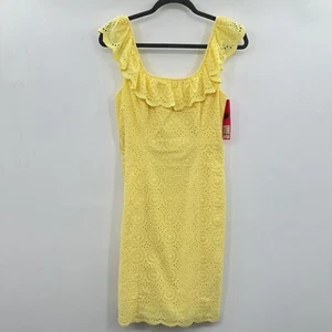 Vestido Lilly Pulitzer Ryann Ojales Talla 0 Amarillo Volantes Playa Preppy NUEVO - Imagen 1 de 14