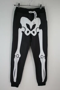 Kids Halloween High Shine Skeleton Print Drawstring Black Leggings Pant Size L - Picture 1 of 8