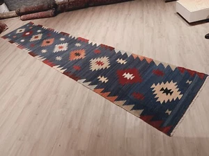 ESTATE 16 RUNNER KILIM REVERSIBLE GEOMETRIC VEGETABLE DYE FLAT WEAVE WOOL 582867 - Picture 1 of 18