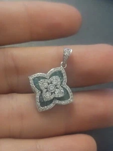 Women's 14kt Gold,Diamonds, & Emeralds Pendant - Picture 1 of 9