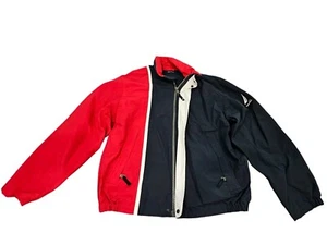 Vintage Nautica Jacket Blue Red White Large Zip W Rain Hood - Picture 1 of 10