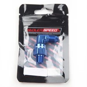ADLERSPEED 90 Degree 1/4" NPT Swivel to AN4 Male Adapter Fitting Aluminum Blue - Picture 1 of 9