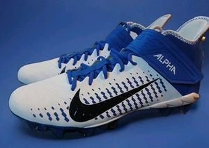 Nike Alpha Menace Pro 2 Mens 18 Shoes White Blue Mid Football Cleats Sneakers - Picture 1 of 12