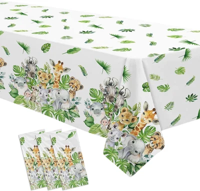 Jungle Party Decorations Tablecloth, 3Pcs Disposable Safari Birthday Tablecover - Image 1 of 4