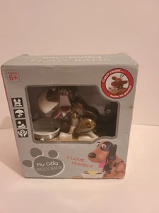 My Dog Puppy Hungry Eating Coin Savings Piggy Bank White Dog w/Black Spots NEW - Picture 1 of 6