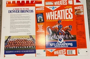 1988 Denver Broncos NFL Champions Wheaties Cereal Unfolded Box! - Picture 1 of 3