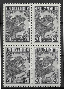 Argentina 1935-1951 BULL 20c. ultra MNH block of 4 - Picture 1 of 1