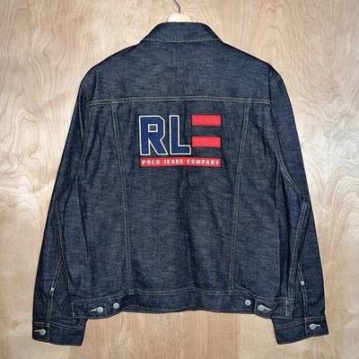 ВИНТАЖНЫЙ 90-х годов мужчин RALPH LAUREN поло джинсы джинсовой ткани дизайнерская куртка размер XL новый - Изображение 1 из 4
