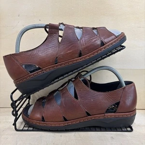 Reiker braune Leder Schnürsandalen Herren Größe 9 offene Zehenpartie Antistress - Bild 1 von 15