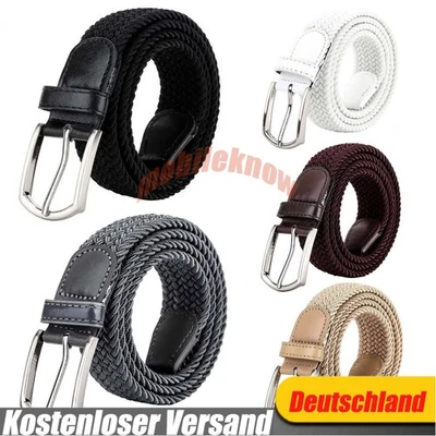 Stretchgürtel elastisch Stoffgürtel Flechtgürtel Damen Herren Gürtel dehnbar NEU - Bild 1 von 4