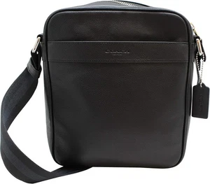 COACH Charles Flight Bag Smooth Leather Messenger Bag F54782 Black Travel bag - Picture 1 of 7
