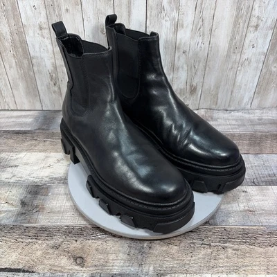 Botas Chelsea Sam Edelman Daelyn para mujer de cuero negro con suela al tobillo 9,5 M Foto 1 de 4