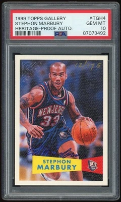 1999/00 Topps Gallery Heritage Auto Stephon Marbury #/175 PSA 10 only one graded - Image 1 of 2