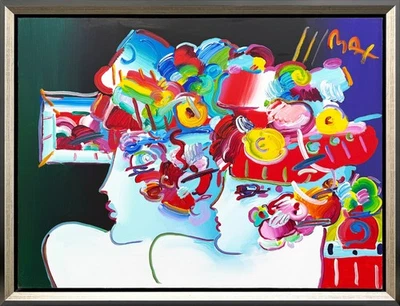 Peter Max "Les Mondrian Ladies" 1997 | Pintura Original en Lienzo | 41x53" Enmarcado Foto 1 de 4