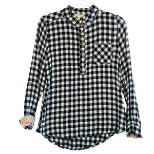 Matilda Jane Joanna Gaines Black White Gingham Button Shirt Top Womens M Cottage - Picture 1 of 5
