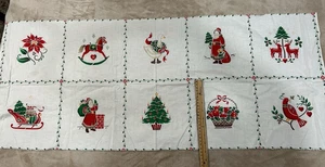 Vintage Weihnachten Stoff Paneele-10-schneiden & nähen Quilt Blöcke-Weihnachtsbaum Pferd Ente - Bild 1 von 8