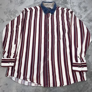 Wrangler Twenty X Hemd Herren XL Burgund Weiß Streifen Denim Button Down Hergestellt in den USA - Bild 1 von 13