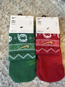 Nike Santa Basketball Socks 5Y-7Y WMN 6-10 Men’s 6-8 2 Pair - Picture 1 of 4