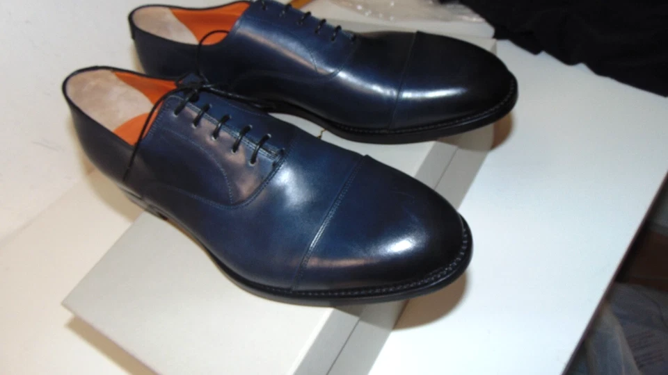 SANTONI STRINGATE IN VERA PELLE NUOVA COLL. 43,5  BLU 750,00 CART. SAN-C-016G - Immagine 1 di 4