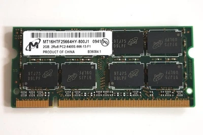 Micron 2GB 2Rx8 PC2-6400S-666-13-F1 MT16HTF25664HY-800J1 0941 Laptop Memory RAM - Image 1 of 2