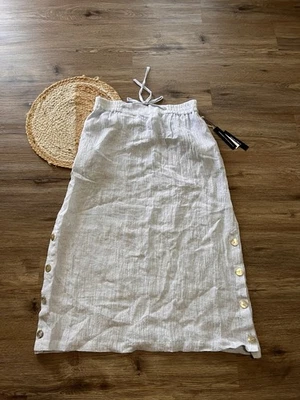 TAHARI 100% Linen European Grown Flax Midi Skirt NWT - Image 1 of 4