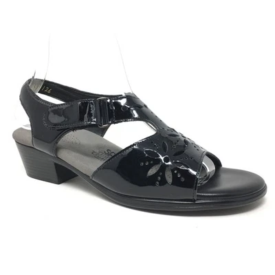SAS Sunburst Sandals Shoes Womens Size 7 2E Black Patent Leather Strappy Ortho - Image 1 of 4
