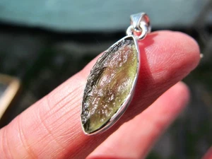 Moldavite Crystal Pendant silver 925 Natural Rare Czech talisman Healing Auth sm - Picture 1 of 16