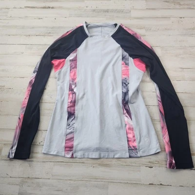 Sofibella Shirt Womens Small Gray Black Pink Long Sleeve Athletic Tennis Print - Image 1 of 4
