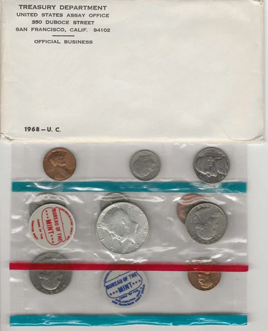 1968 U.S. Mint Set Uncirculated Original Government Packaging OGP Cover
