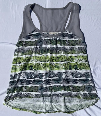 Mudd Womens Rayon/Poly Tank Top Halter Shirt Striped Sheer Straps Size Large - Image 1 of 4