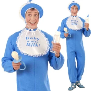 Männer Baby Kostüm JGA Babykostüm L 50/52 Strampler Erwachsene Säugling blau - Bild 1 von 1