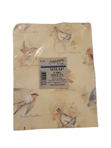 Vintage Celebrations by Gift Wrap Wrapping Paper Birds 8 1/3 Sq Ft Total NOS - Picture 1 of 4