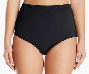 Maxine of Hollywood Swim Bottom BLACK FULL PANT MW6NK50 Tummy Control PLUS SIZE - Picture 1 of 2