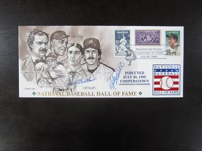 1995 Richie Ashburn Mike Schmidt Autograph Hall of Fame Induction Envelope JSA - Image 1 of 2