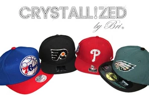 Bling Any Sports Team Hat AUSTRIAN CRYSTAL Snapback Bedazzle Cap NFL NHL MLB NBA - Picture 1 of 12