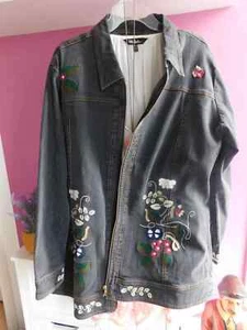 Jeansjacke mit Stickerein Gr 46-48 neu und ungetragen - Bild 1 von 3