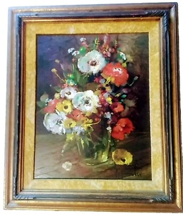 L/A R. Faber~ German Still Life~Floral Flowers Original Oil Painting - Picture 1 of 7