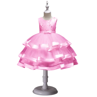 Vestido De Princesa Para Niña Con Encaje Ceremonia Fiesta 4-8 Años Rosa Ch Tutu - Imagen 1 de 4