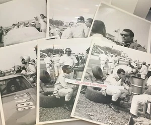 LOT of 6 Richard Petty ORIGINAL PHOTOS 1968 FORD TORINO NASCAR BLACK & WHITE - Picture 1 of 7