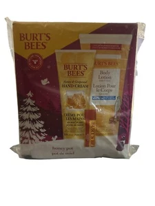 Burt’s Bees Honey Pot Gift Set New Body Lotion Hand Cream Lip Balm - Picture 1 of 1