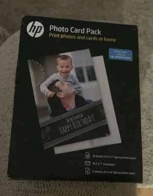 HP: Photo Card Pack - Glossy Photo Paper & Envelopes - 5"x7" & 4"x6" - Image 1 of 2