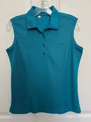 Top polo de golf, tenis, pickleball Monterey Club para mujer verde azulado sin mangas S Foto 1 de 4
