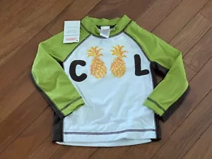 New Gymboree Boys Brown Green White Cool Pineapple Rashguard Size 2 2T - Picture 1 of 7