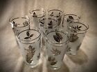 Vintage Mcm Silverleaf Frosted Glass Set/8 By Libby Glass Co. 5 1/2". Pristine