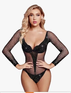 Body Stocking Black Sexy Lingerie One Piece Fishnet One Size - Picture 1 of 4