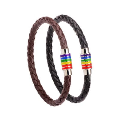 Pulseras arco iris de cuero hechas a mano para mujeres hombres moda amor orgullo Foto 1 de 4