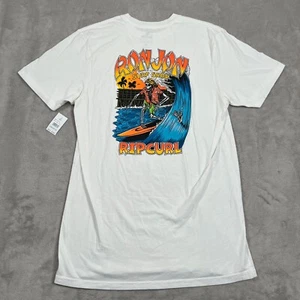 Ron Jon Surf Shop X RIP CURL Shirt Herren Medium weiß Surfen Skelett Grafik - Bild 1 von 11