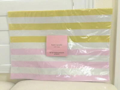 KATE SPADE Placemats 4x Set Springtime Pink Yellow Home Dinning 13"x19" NEW - Image 1 of 4