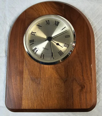 Clock Small Wooden  Solid Wood/Birdseye Maple, Working, Slight Bump in Wood, Ext Cover